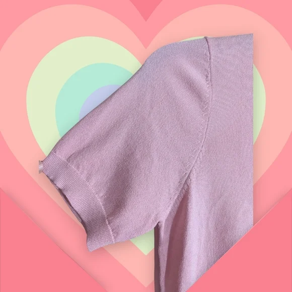 EUC Debut Pink Knit Short Sleeve Poodle Graphic Sweater Top M/L - Picture 5 of 11